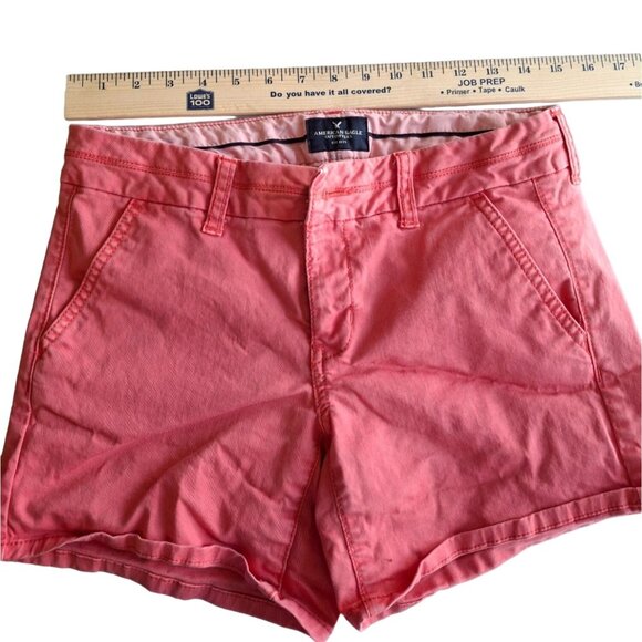 American Eagle Outfitters Chino Shorts Size 2 Pink Stretch Preppy Beach Tropical - Picture 1 of 9